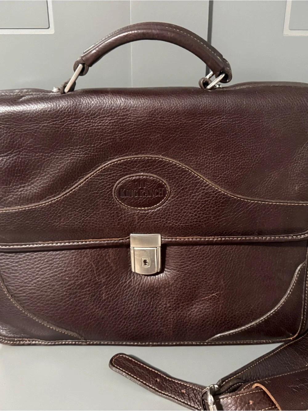 King Ranch Brown Leather Briefcase - Men's Professional Bag